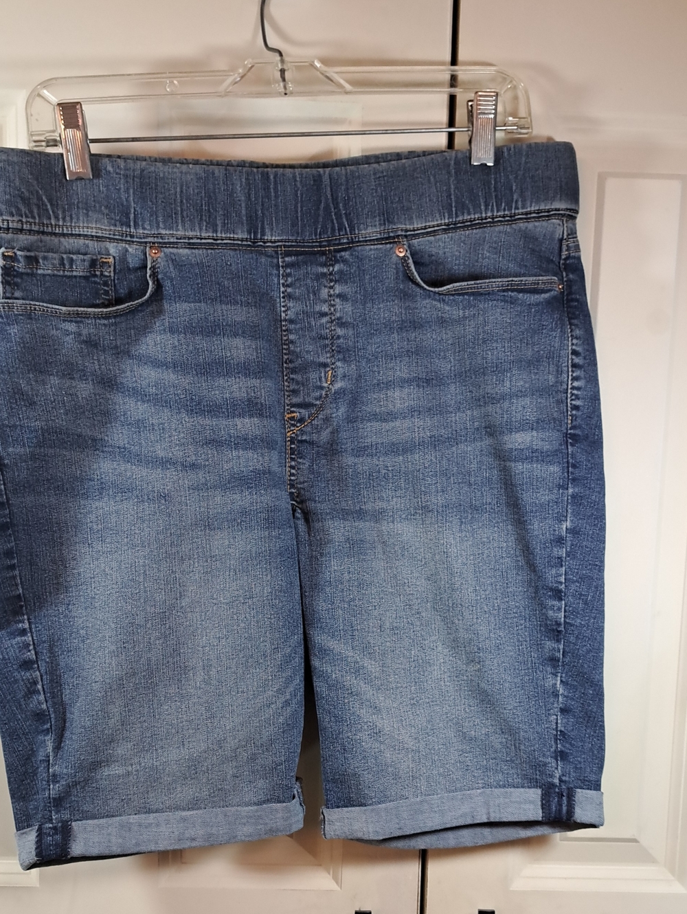 Signature Blue Denim Bermuda Shorts with Rolled Hem